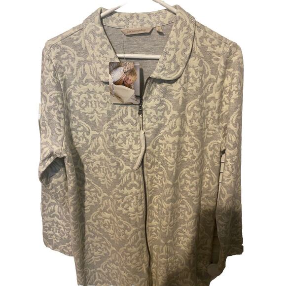 NWT Soft Surroundings Chamonix Zip Up Robe Gray Ivory PL - Picture 2 of 5